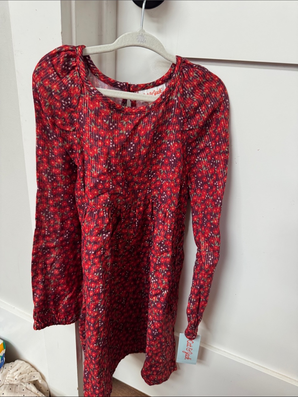 Cat & Jack Red Multi-Accent Long-Sleeve Knit dress